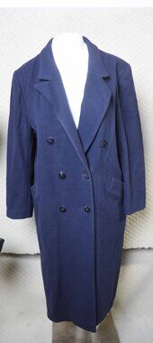 Pendleton Vintage 100% Virgin Navy Blue Double Breasted Long Trench Coat Size L